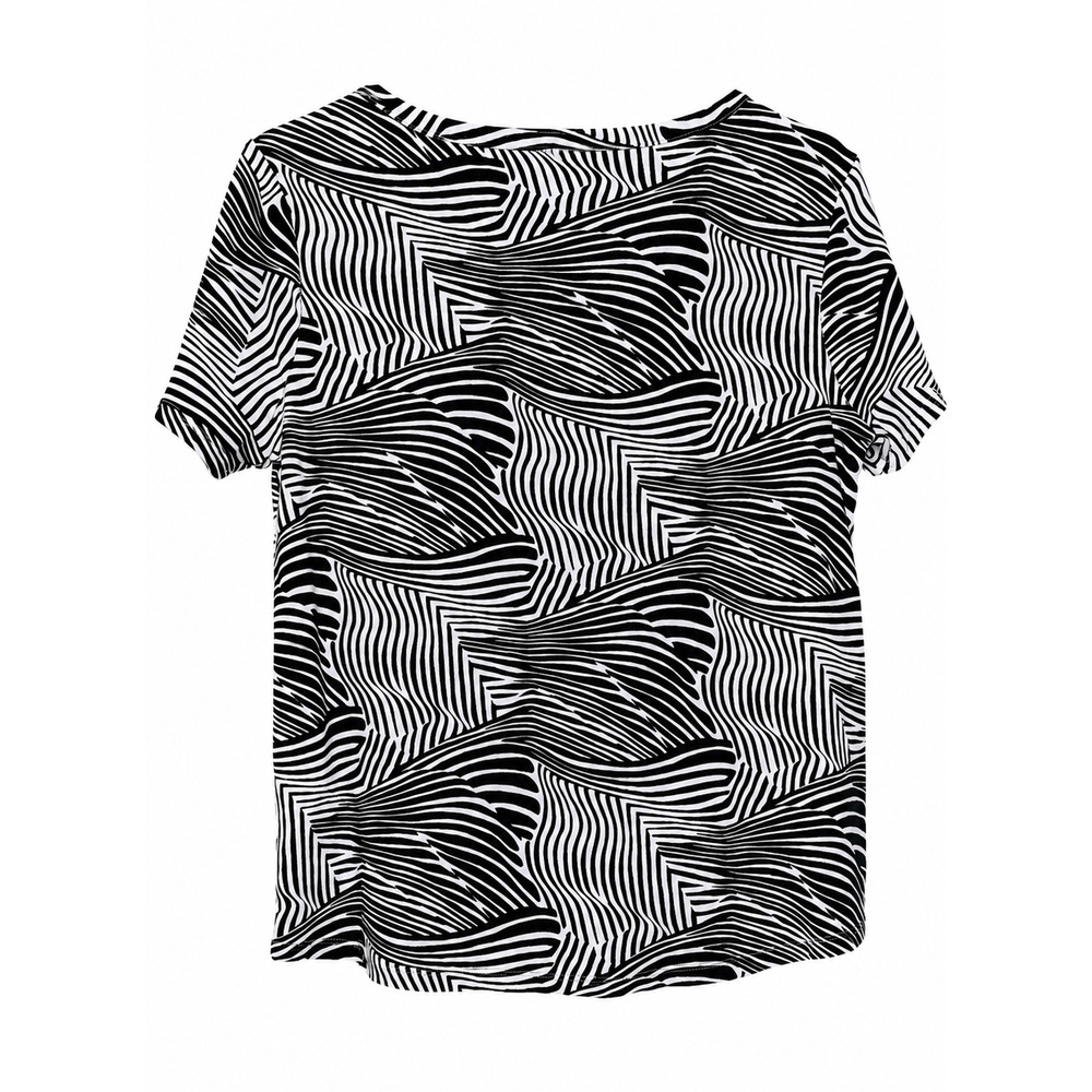 Chico's Womens Large Zebra Print Top Notch V Neck Short Sleeve Cotton Resortwear - Picture 3 of 9